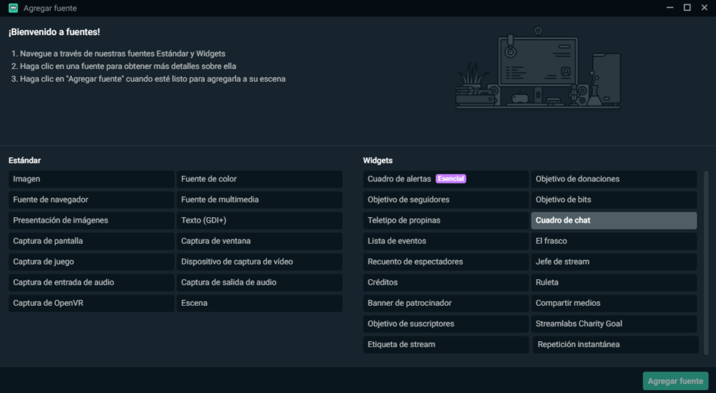 como poner cuadro de chat en streamlabs obs