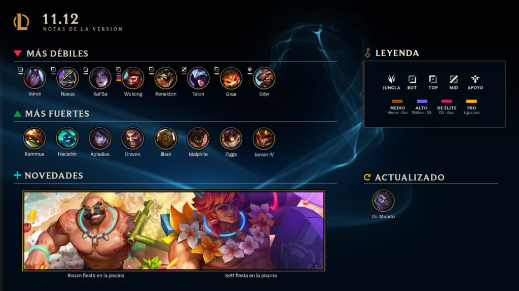 platos fuertes de la versión 11.12 lol